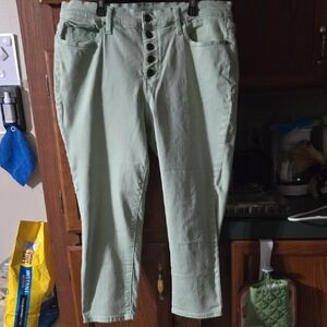 a.n.a Mint Green Button-Fly Skinny Pants
